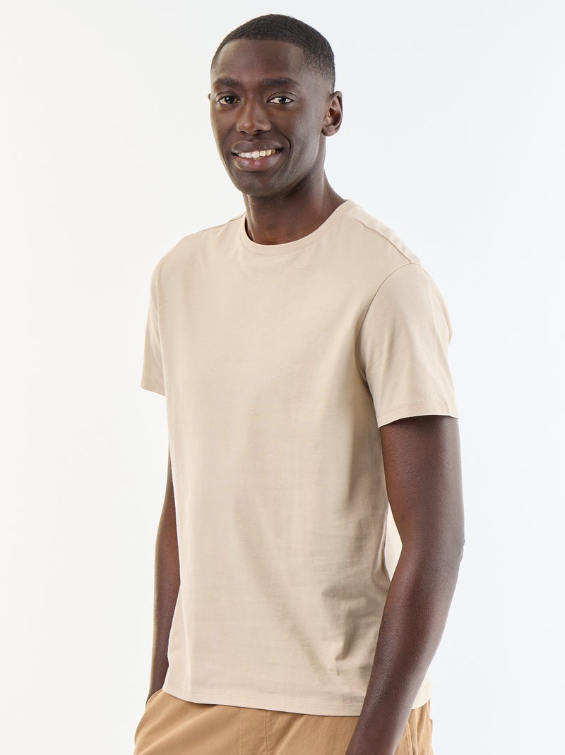 Camiseta recta de punto lisa Beige - Kiabi