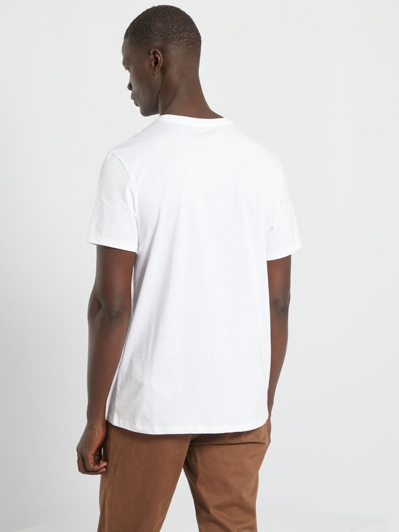 Camiseta recta de punto lisa blanco - Kiabi