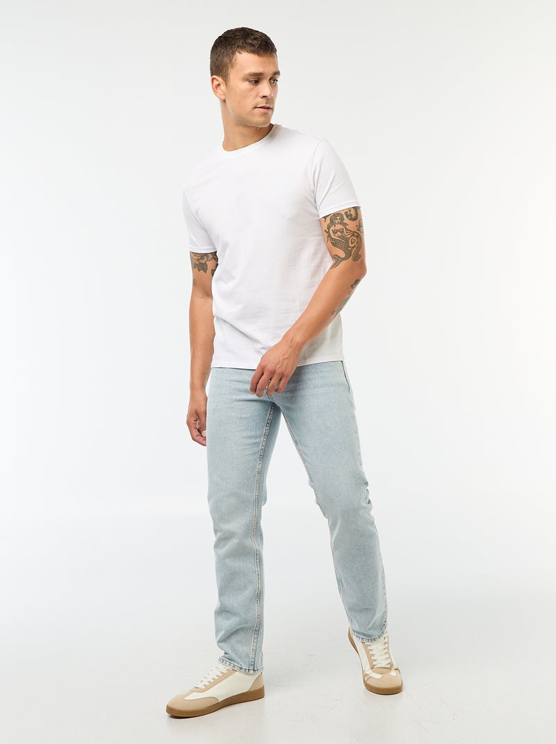 Camiseta recta de punto lisa blanco - Kiabi