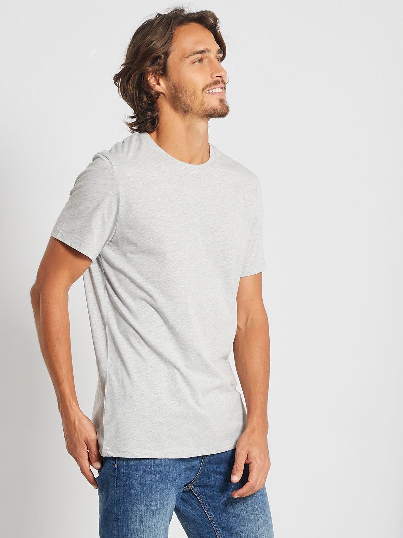 Camiseta recta de punto lisa gris claro - Kiabi