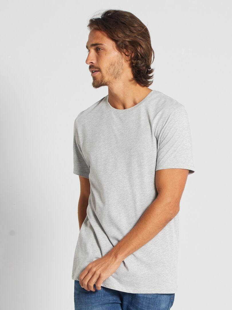 Camiseta recta de punto lisa gris claro - Kiabi