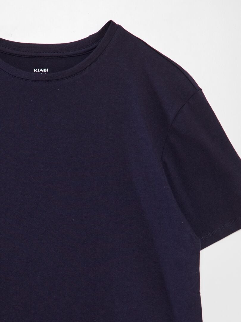 Camiseta recta de punto lisa marino - Kiabi