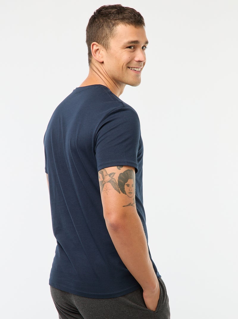 Camiseta recta de punto lisa marino - Kiabi
