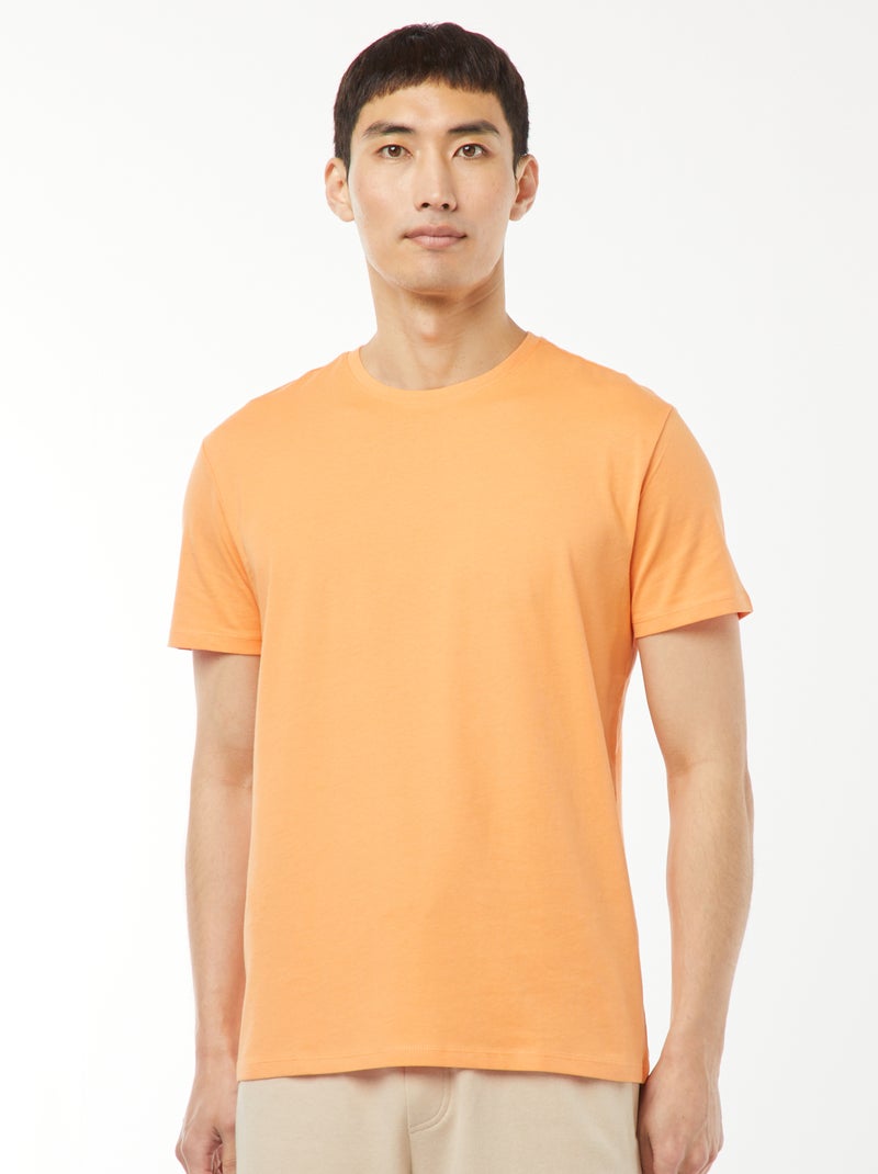 Camiseta recta de punto lisa Naranja - Kiabi