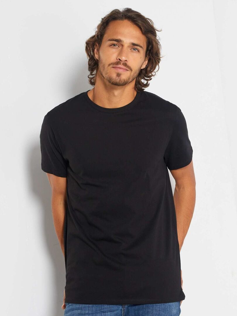 Camiseta recta de punto lisa negro - Kiabi