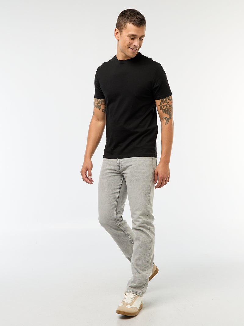 Camiseta recta de punto lisa negro - Kiabi