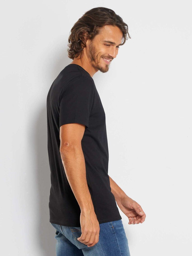 Camiseta recta de punto lisa negro - Kiabi