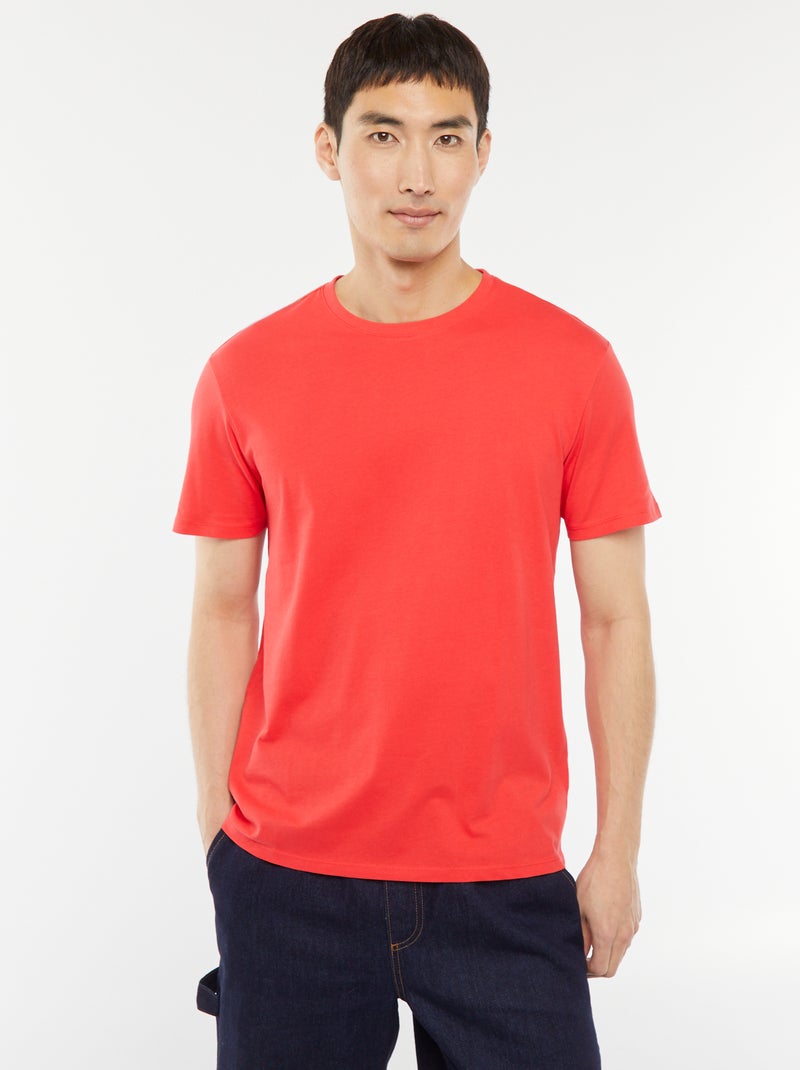 Camiseta recta de punto lisa rojo - Kiabi