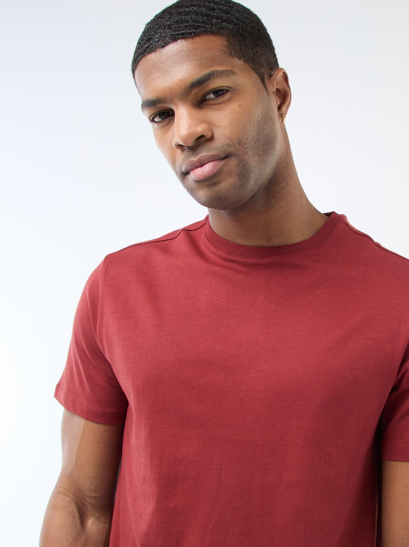 Camiseta recta de punto lisa Rojo - Kiabi