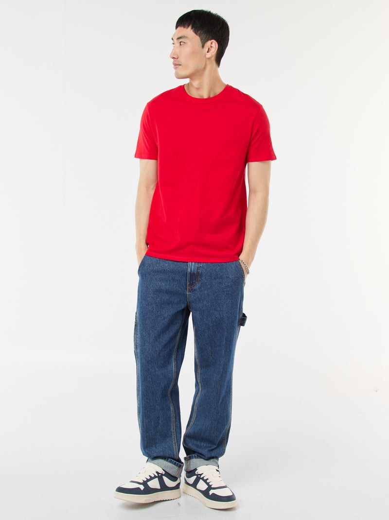 Camiseta recta de punto lisa Rojo - Kiabi