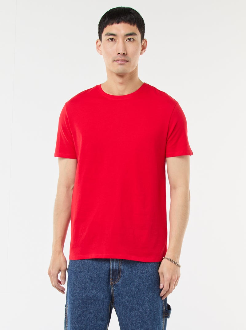 Camiseta recta de punto lisa Rojo - Kiabi