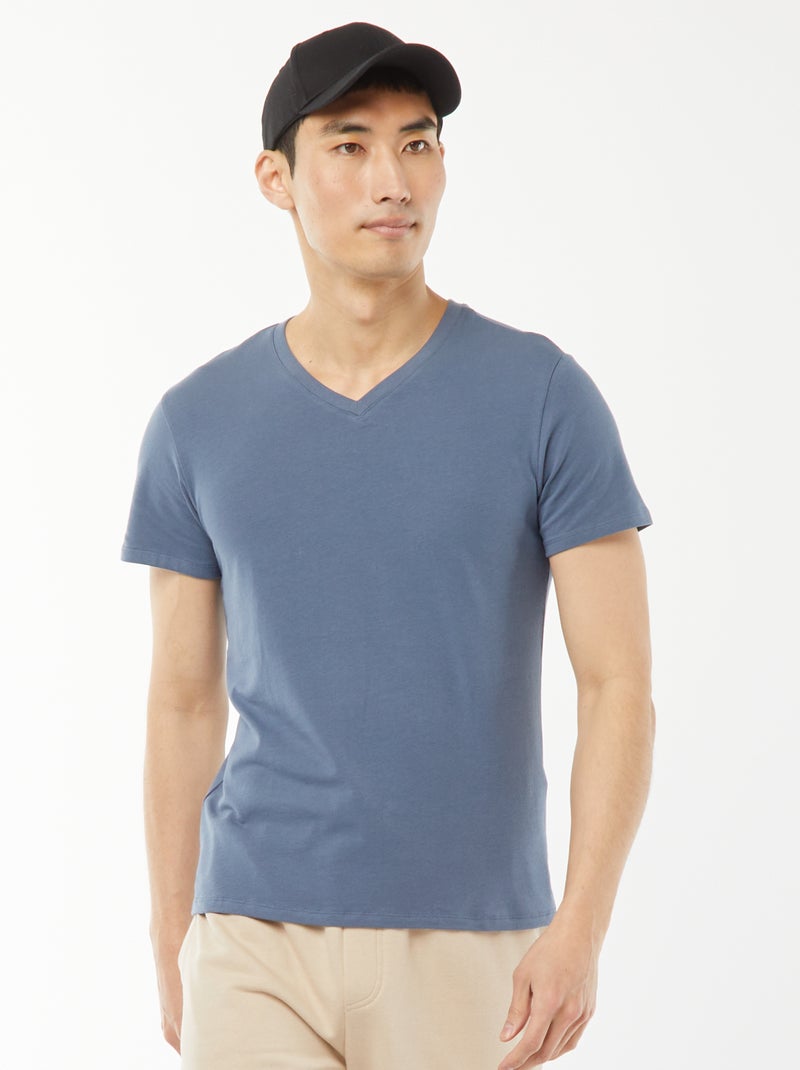 Camiseta recta elástica Azul - Kiabi