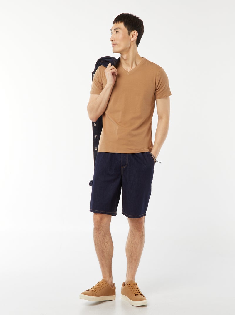 Camiseta recta elástica Beige - Kiabi