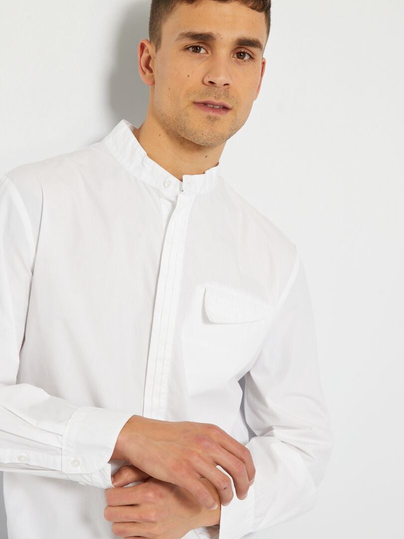 Camiseta regular con cuello panadero Cero residuos Blanco - Kiabi