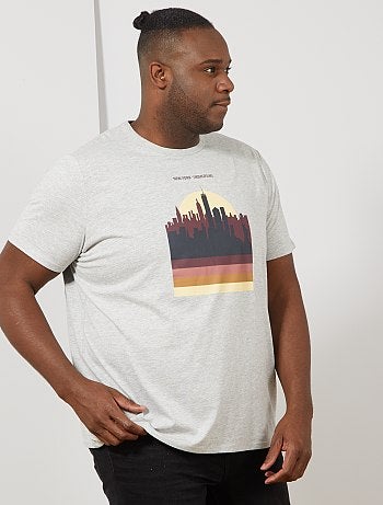 Tallas grandes hombre - Camiseta regular estampada - Kiabi