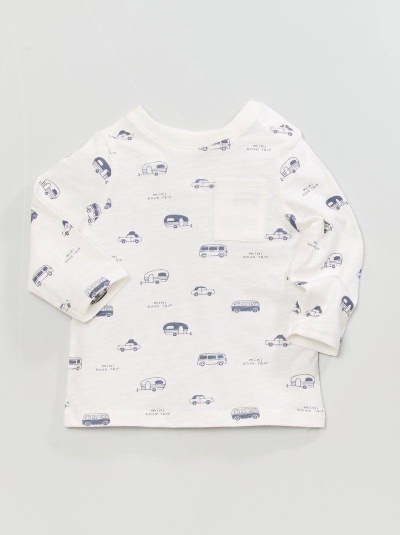 Camiseta regular fit con cuello redondo BLANCO - Kiabi