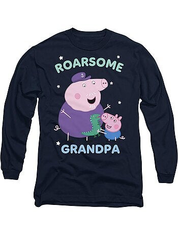 Camiseta roarsome de abuelo cerdito de manga larga para adultos unisex - peppa pig