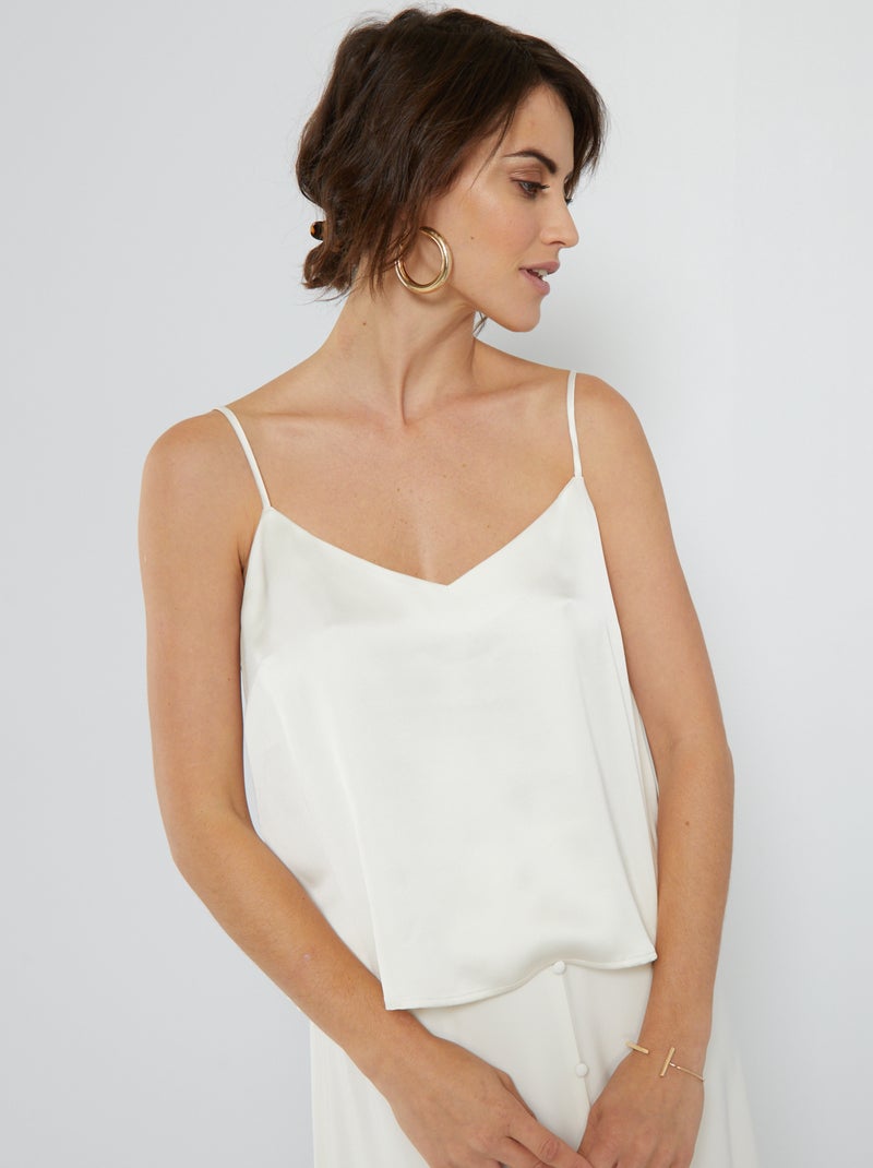 Camiseta satinada de tirantes finos Blanco - Kiabi