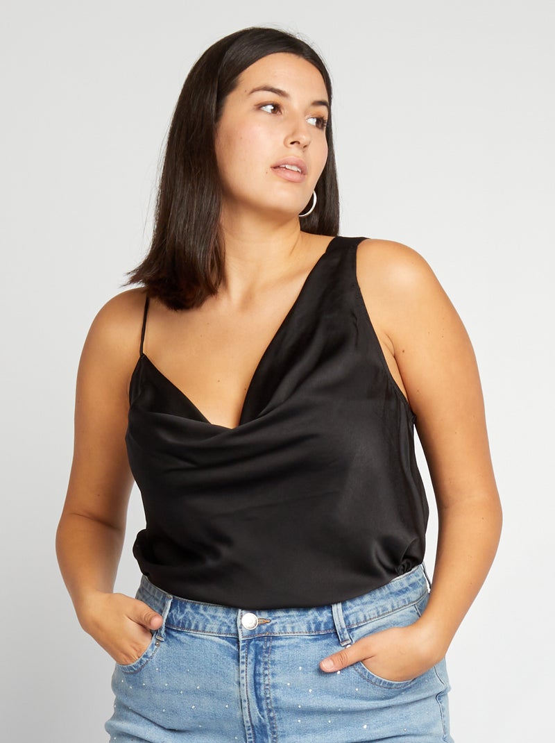 Camiseta satinada de tirantes NEGRO - Kiabi