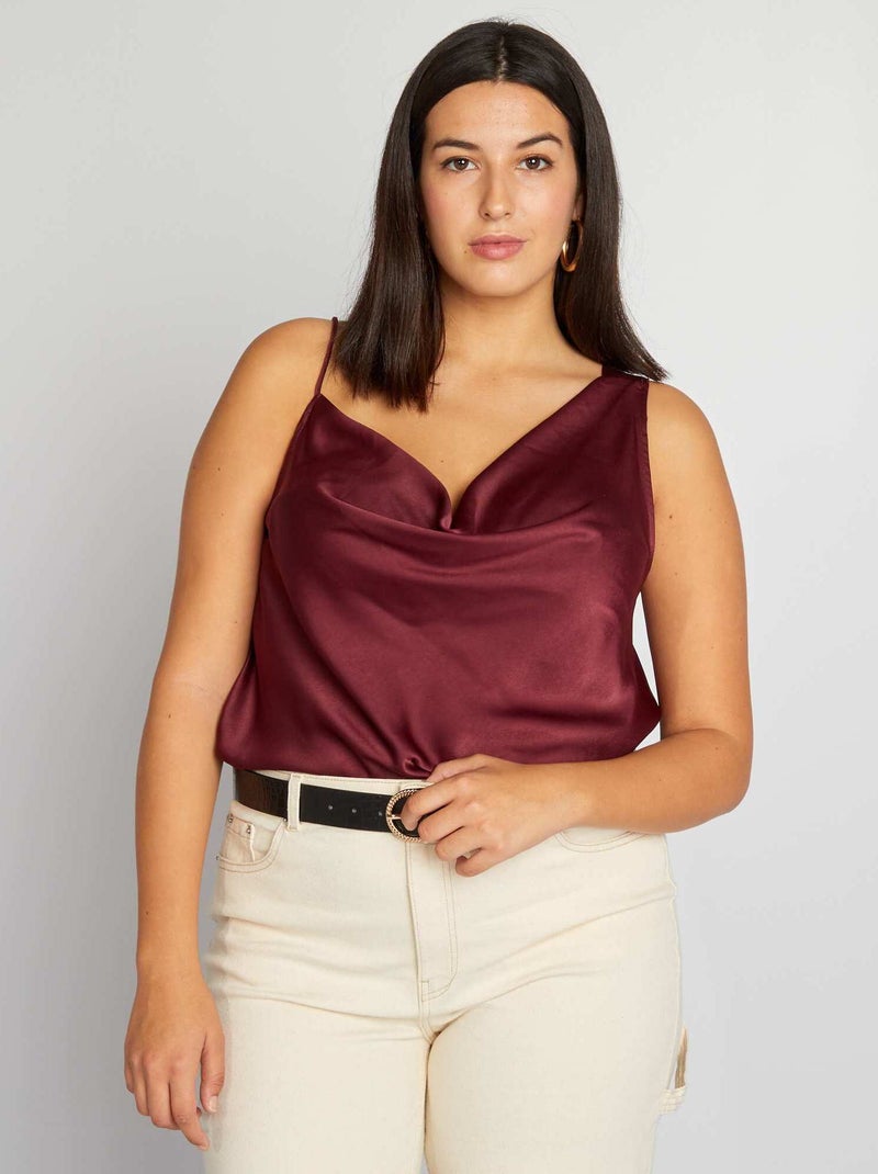 Camiseta satinada de tirantes ROJO - Kiabi