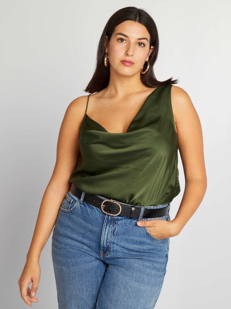 Camiseta satinada de tirantes VERDE - Kiabi
