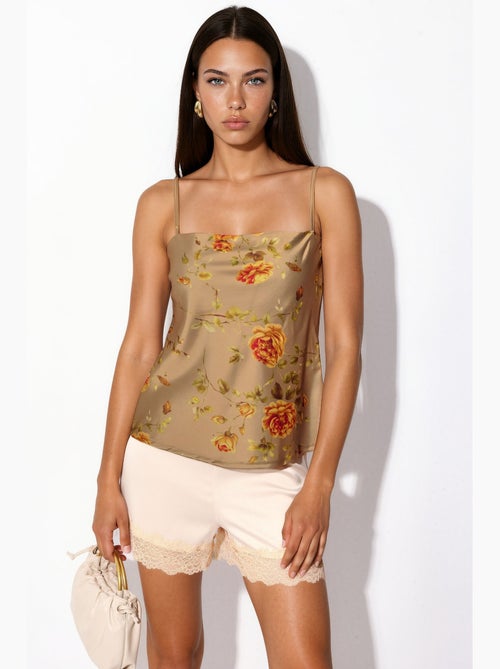 Camiseta satinada floral hiccup - Kiabi Camiseta satinada floral hiccup - Kiabi