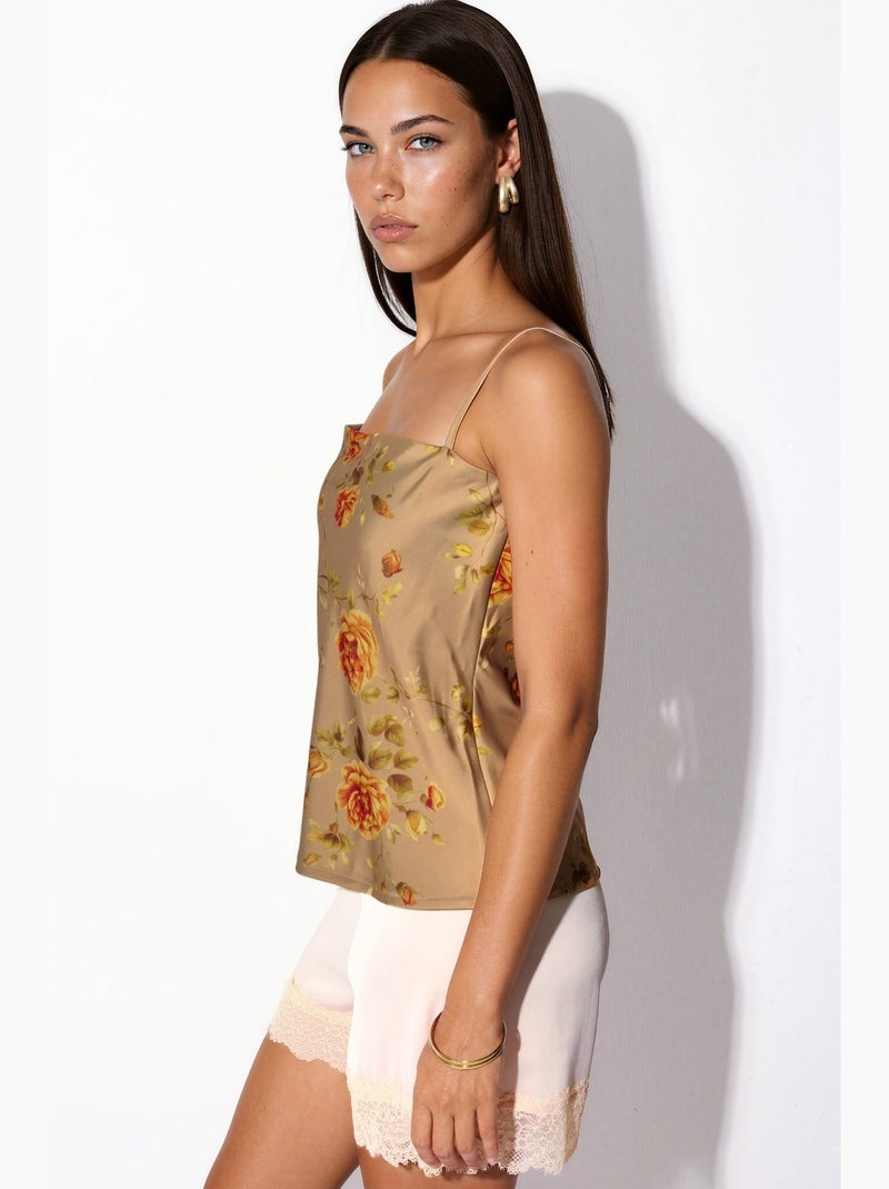 Camiseta satinada floral hiccup Beige natural - Kiabi