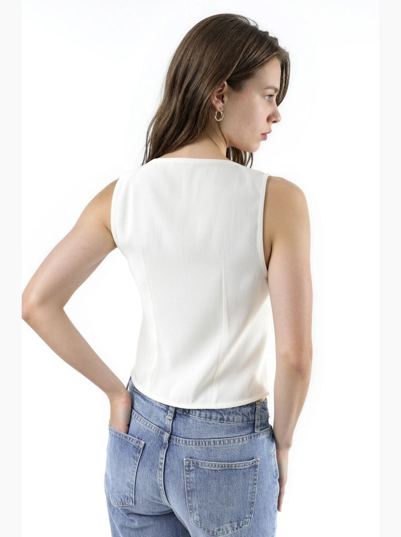 Camiseta sin mangas abotonada hiccup Crema - Kiabi