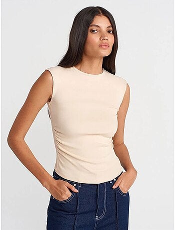 Camiseta sin mangas acanalada de cuello redondo, corte slim dilvin