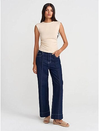Camiseta sin mangas acanalada de cuello redondo, corte slim dilvin