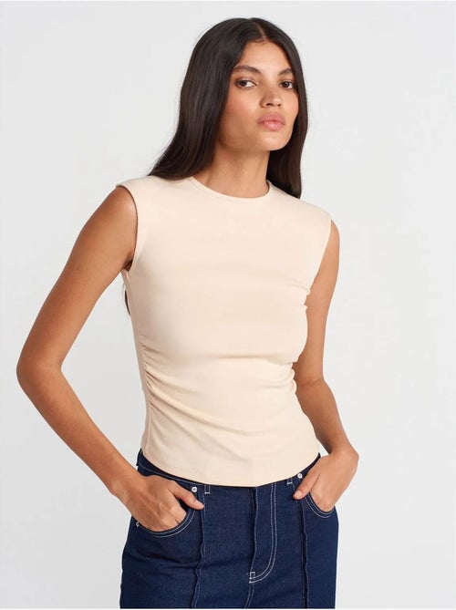 Camiseta sin mangas acanalada de cuello redondo, corte slim dilvin - Kiabi