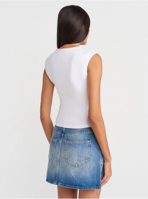 Camiseta sin mangas acanalada de cuello redondo, corte slim dilvin - Kiabi
