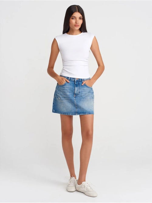 Camiseta sin mangas acanalada de cuello redondo, corte slim dilvin - Kiabi