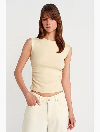Camiseta sin mangas acanalada de cuello redondo, corte slim dilvin