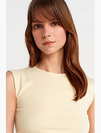 Camiseta sin mangas acanalada de cuello redondo, corte slim dilvin