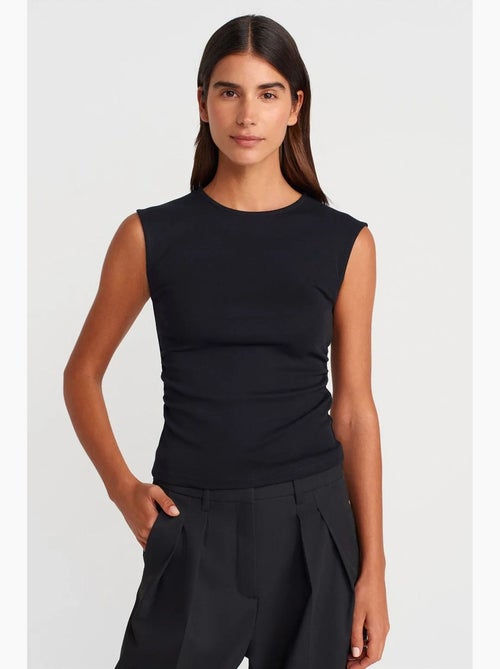 Camiseta sin mangas acanalada de cuello redondo, corte slim dilvin - Kiabi