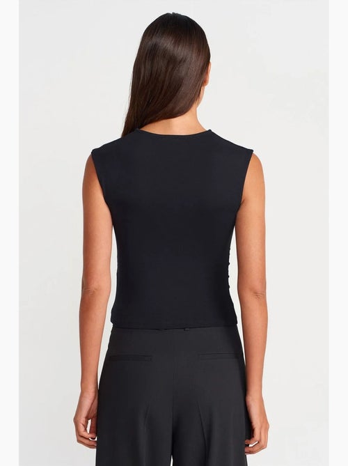 Camiseta sin mangas acanalada de cuello redondo, corte slim dilvin - Kiabi