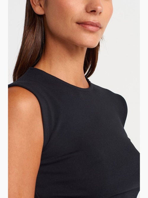 Camiseta sin mangas acanalada de cuello redondo, corte slim dilvin - Kiabi