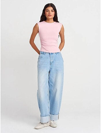 Camiseta sin mangas acanalada de cuello redondo, corte slim dilvin