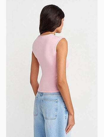 Camiseta sin mangas acanalada de cuello redondo, corte slim dilvin