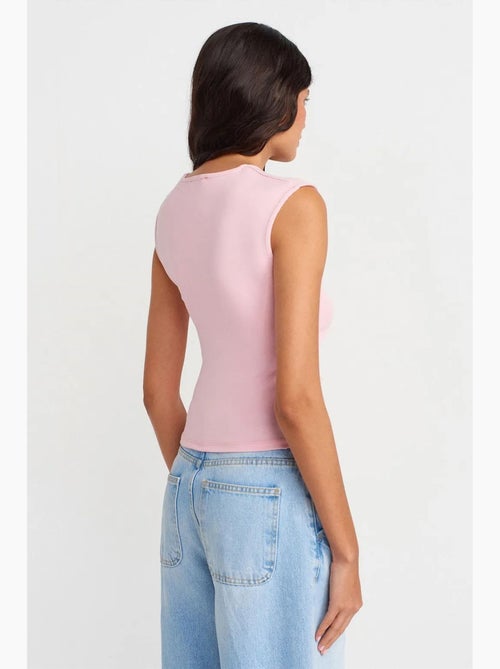 Camiseta sin mangas acanalada de cuello redondo, corte slim dilvin - Kiabi