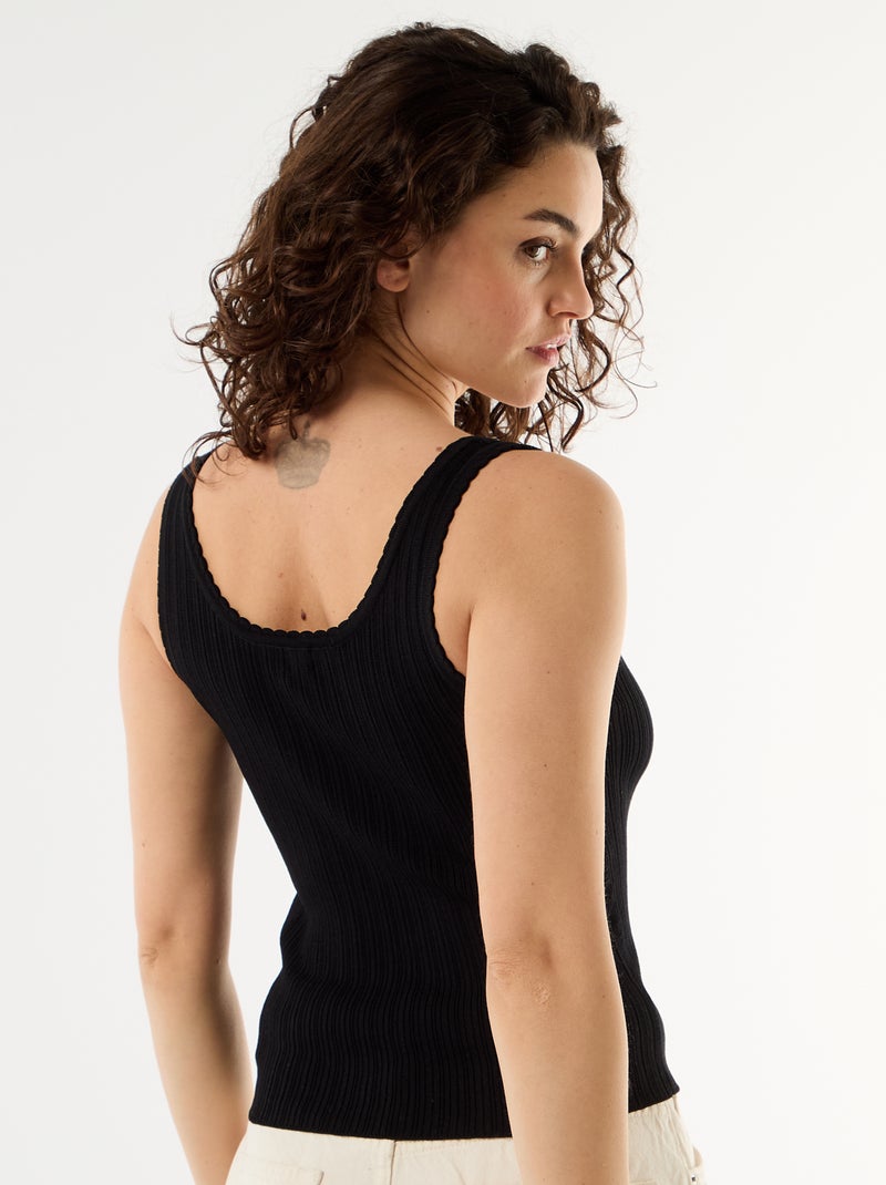 Camiseta sin mangas acanalada Negro - Kiabi