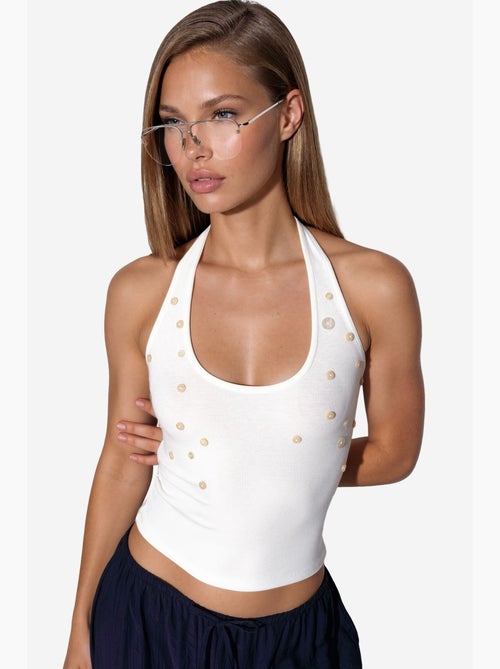 Camiseta sin mangas ajustada bordada busem - Kiabi