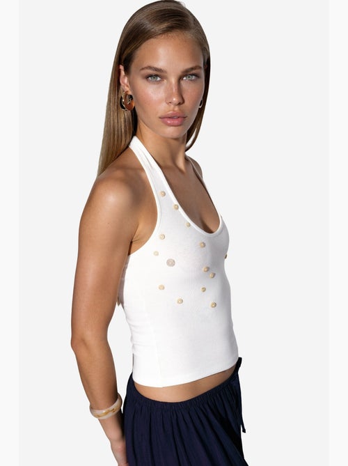 Camiseta sin mangas ajustada bordada busem - Kiabi