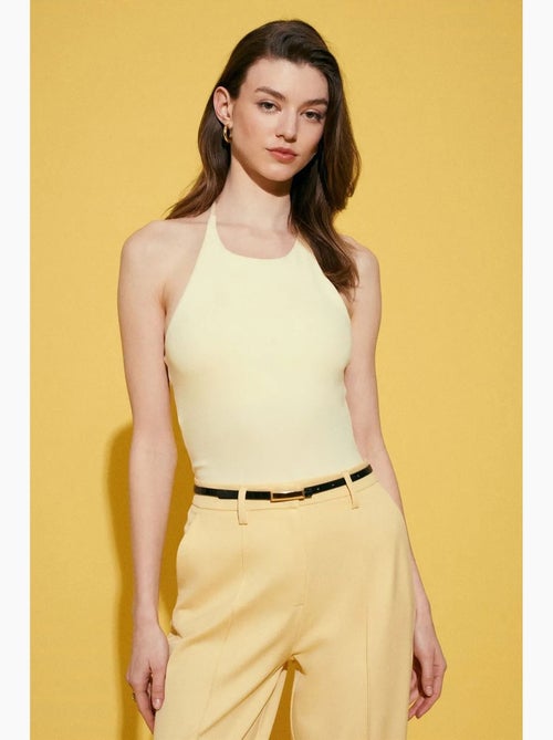 Camiseta sin mangas ajustada cuello halter de punto dilvin - Kiabi