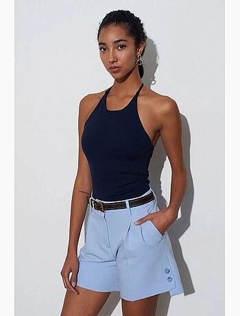 Camiseta sin mangas ajustada cuello halter de punto dilvin