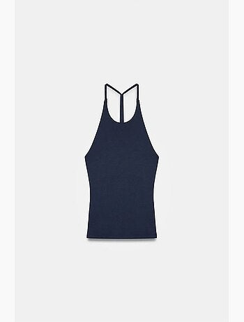 Camiseta sin mangas ajustada cuello halter de punto dilvin