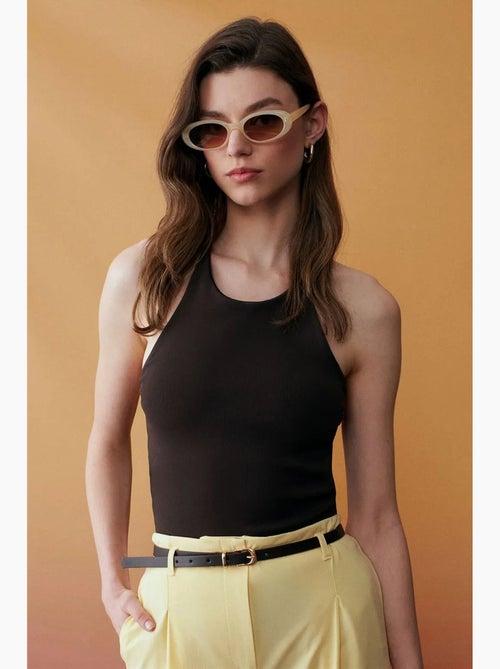 Camiseta sin mangas ajustada cuello halter de punto dilvin - Kiabi