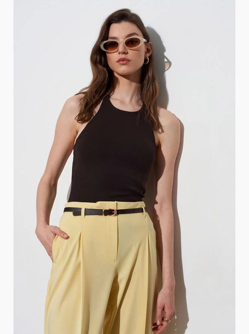 Camiseta sin mangas ajustada cuello halter de punto dilvin - Kiabi
