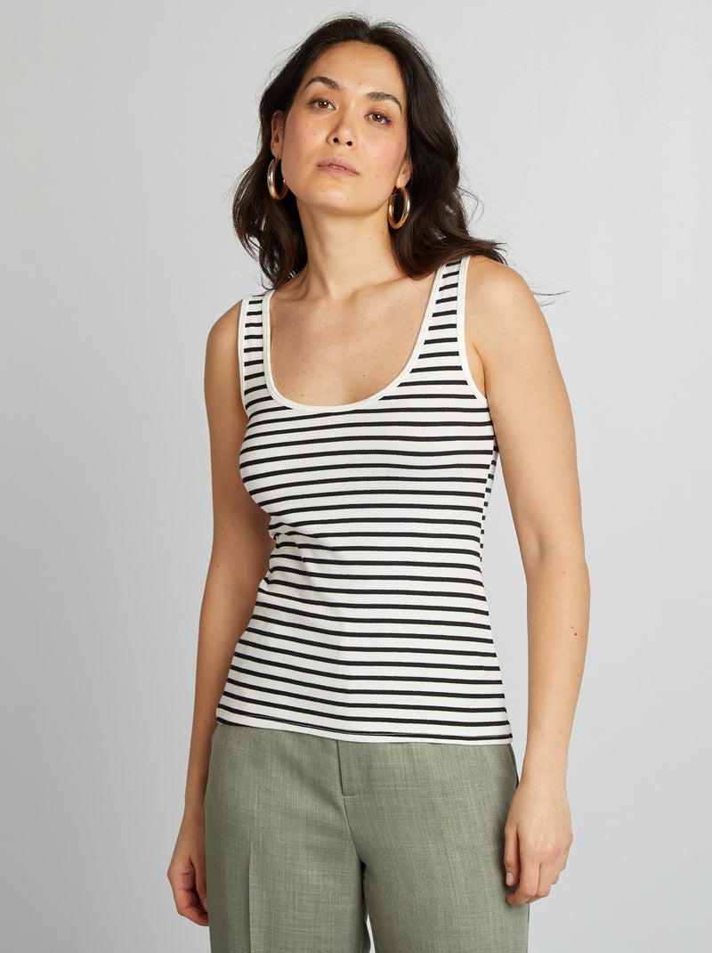 Camiseta sin mangas Blanco rayas - Kiabi